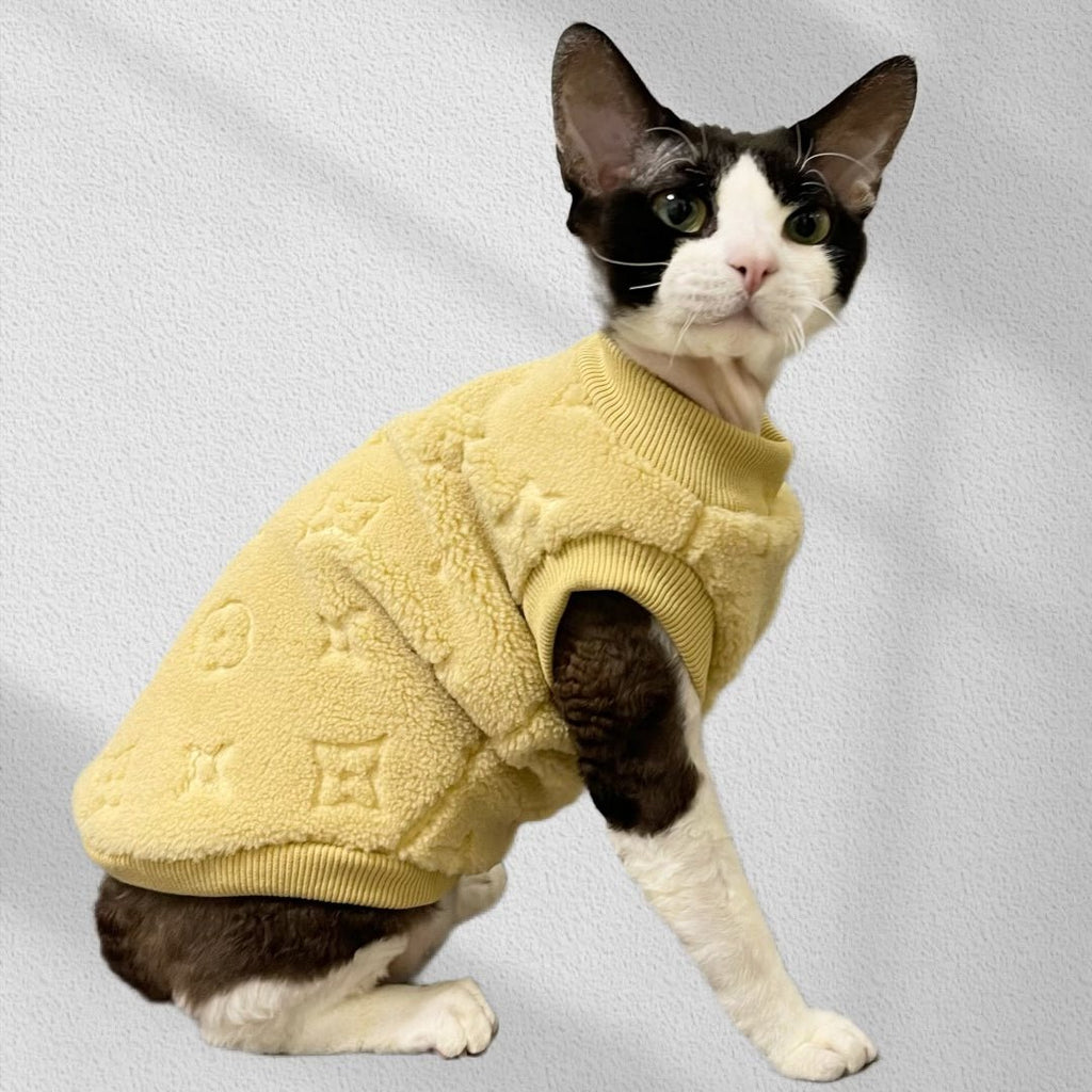 Fleece Sleeveless Shirts Sphynx Cat Clothes Pajamas LV - PIKAPIKA