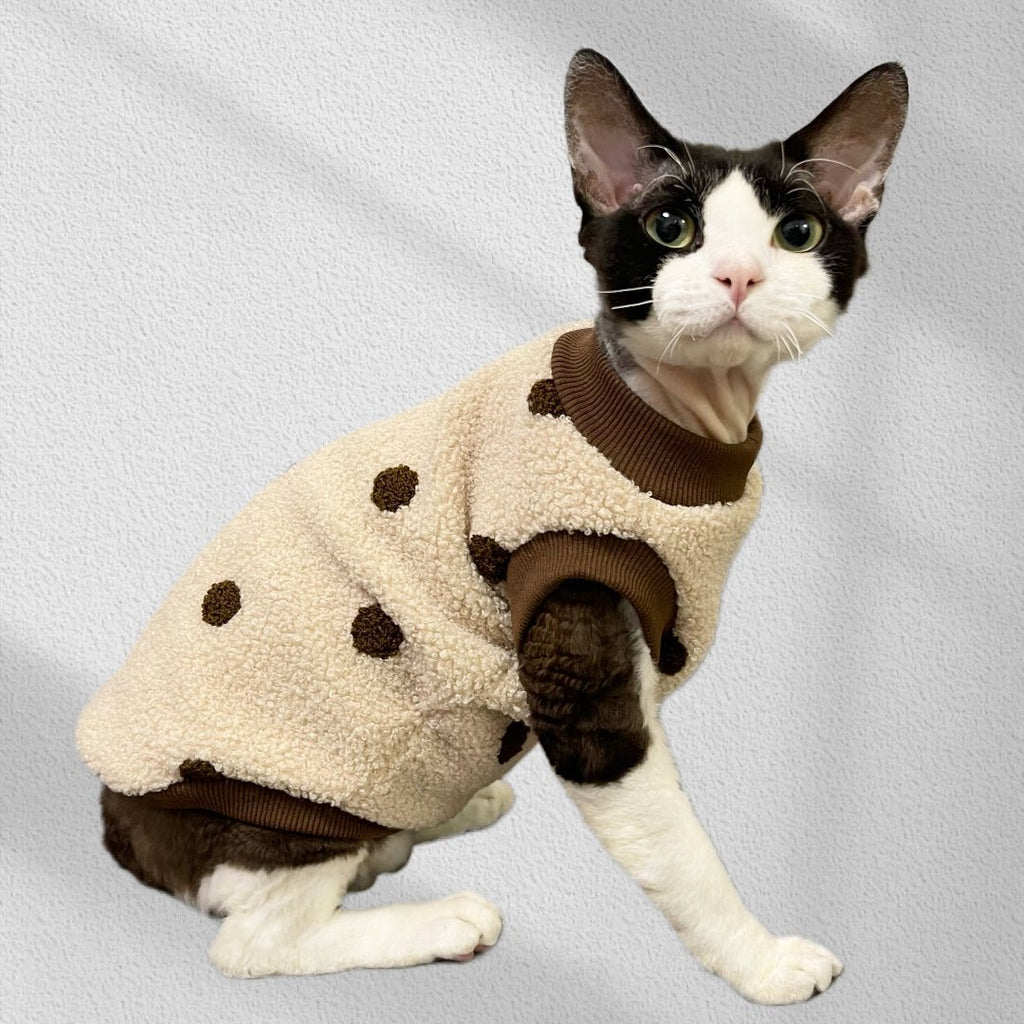 Fleece Sleeveless Shirts Sphynx Cat Clothes Polka dot - PIKAPIKA