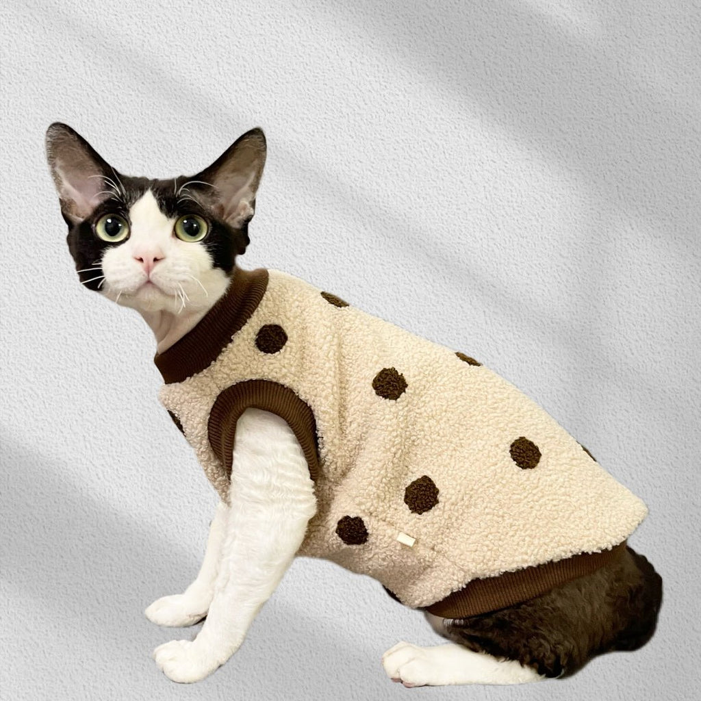 Fleece Sleeveless Shirts Sphynx Cat Clothes Polka dot - PIKAPIKA