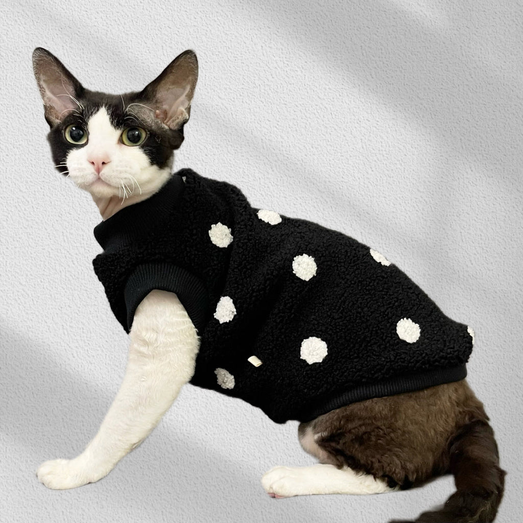 Fleece Sleeveless Shirts Sphynx Cat Clothes Polka dot - PIKAPIKA