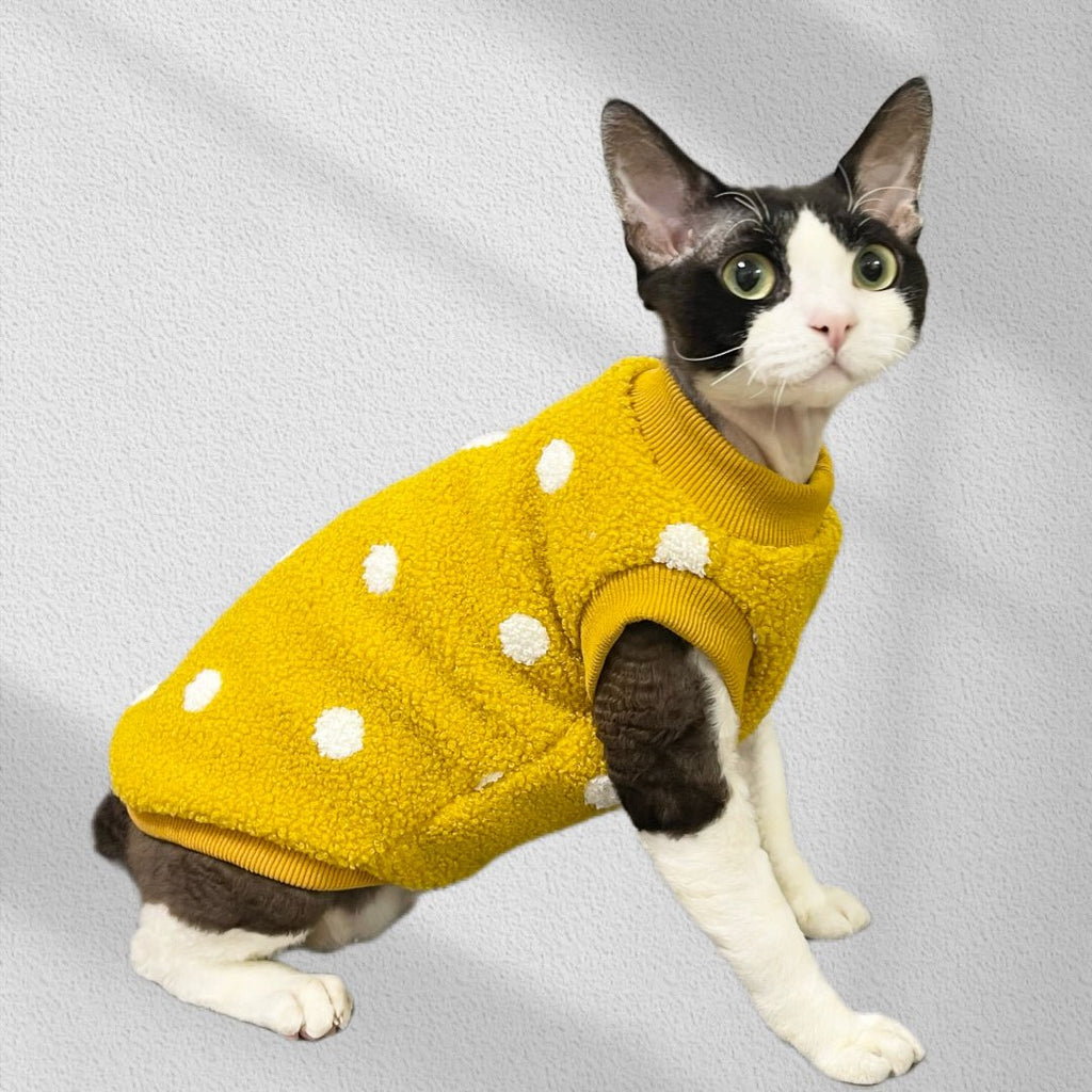 Fleece Sleeveless Shirts Sphynx Cat Clothes Polka dot - PIKAPIKA
