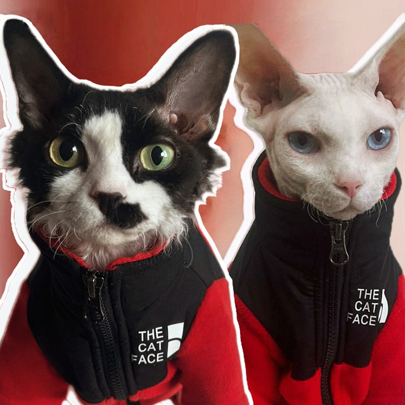 Fleece Zip Jacket Coat Sphynx Cat Clothes - PIKAPIKA