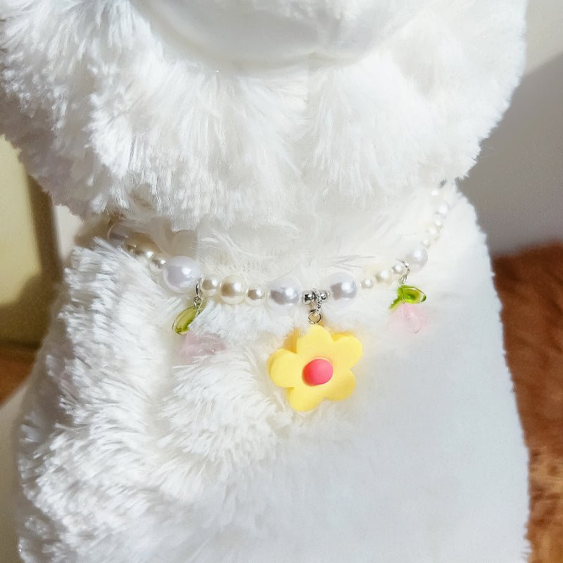 Flower Pearl Dog & Cat Necklace - PIKAPIKA