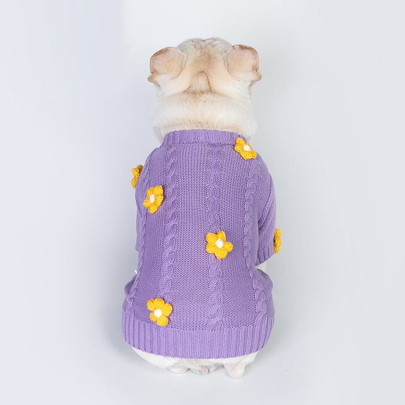 Flower Sweater Bulldog Dog Clothes - PIKAPIKA