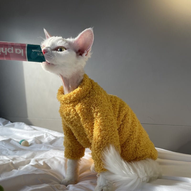 Fluffy Cloud Fleece Four - Leg Sphynx Devon Cat Clothes Soft Stretch Outfit - PIKAPIKA