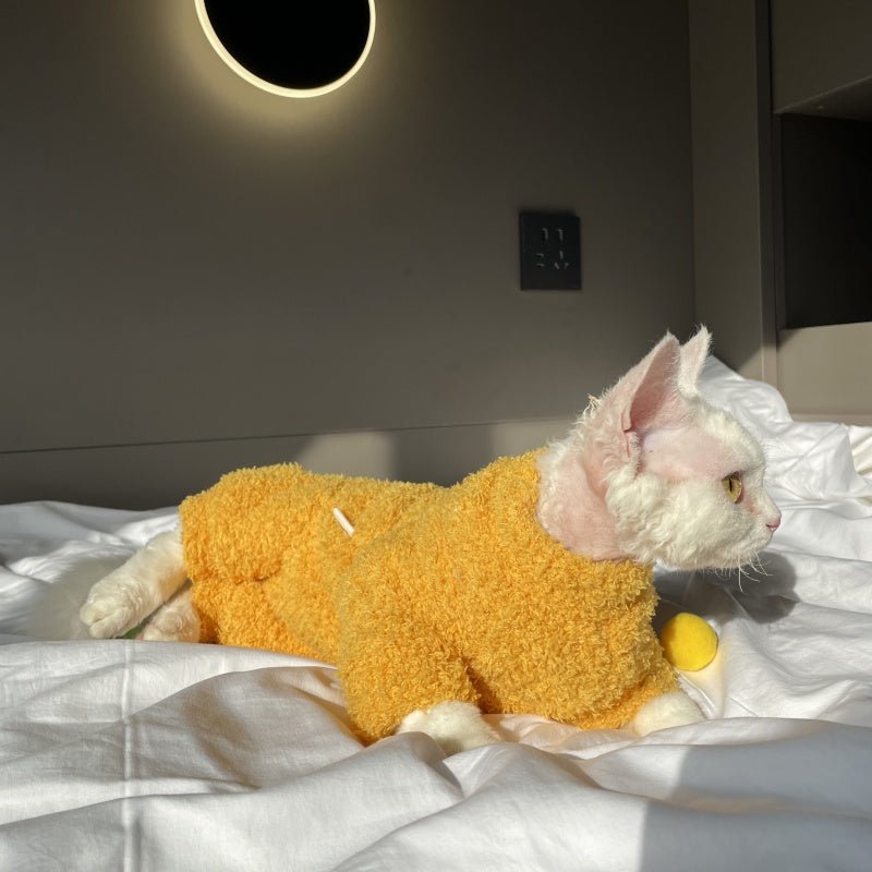 Fluffy Cloud Fleece Four - Leg Sphynx Devon Cat Clothes Soft Stretch Outfit - PIKAPIKA