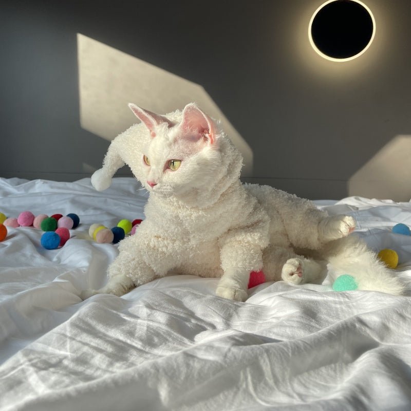 Fluffy Cloud Fleece Four - Leg Sphynx Devon Cat Clothes Soft Stretch Outfit - PIKAPIKA