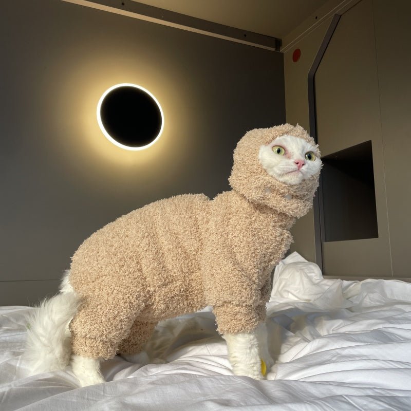 Fluffy Cloud Fleece Four - Leg Sphynx Devon Cat Clothes Soft Stretch Outfit - PIKAPIKA