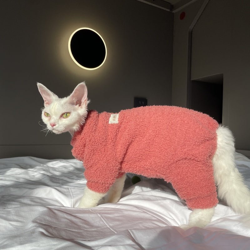 Fluffy Cloud Fleece Four - Leg Sphynx Devon Cat Clothes Soft Stretch Outfit - PIKAPIKA