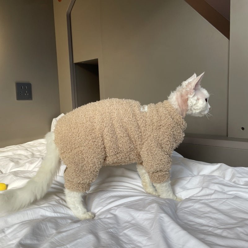 Fluffy Cloud Fleece Four - Leg Sphynx Devon Cat Clothes Soft Stretch Outfit - PIKAPIKA