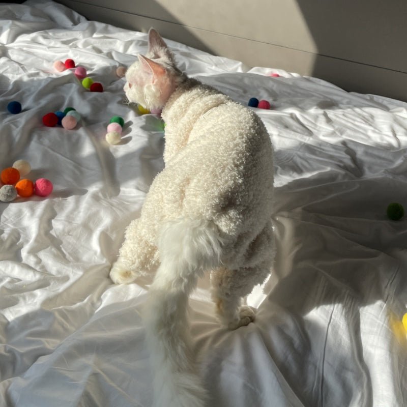 Fluffy Cloud Fleece Four - Leg Sphynx Devon Cat Clothes Soft Stretch Outfit - PIKAPIKA