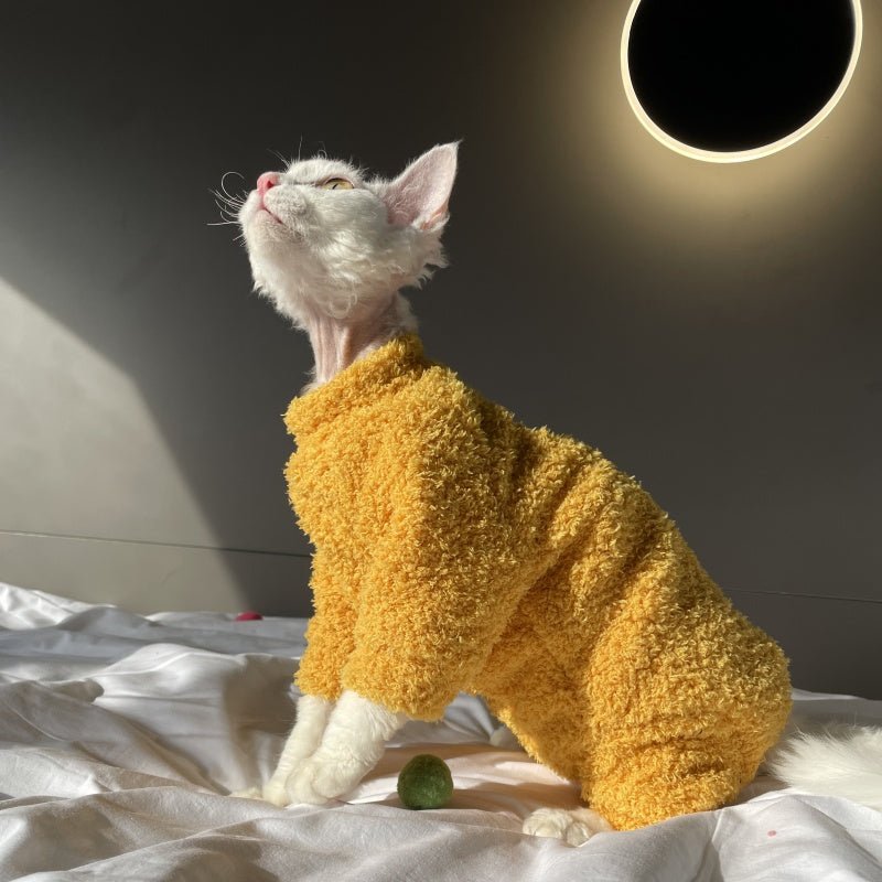 Fluffy Cloud Fleece Four - Leg Sphynx Devon Cat Clothes Soft Stretch Outfit - PIKAPIKA
