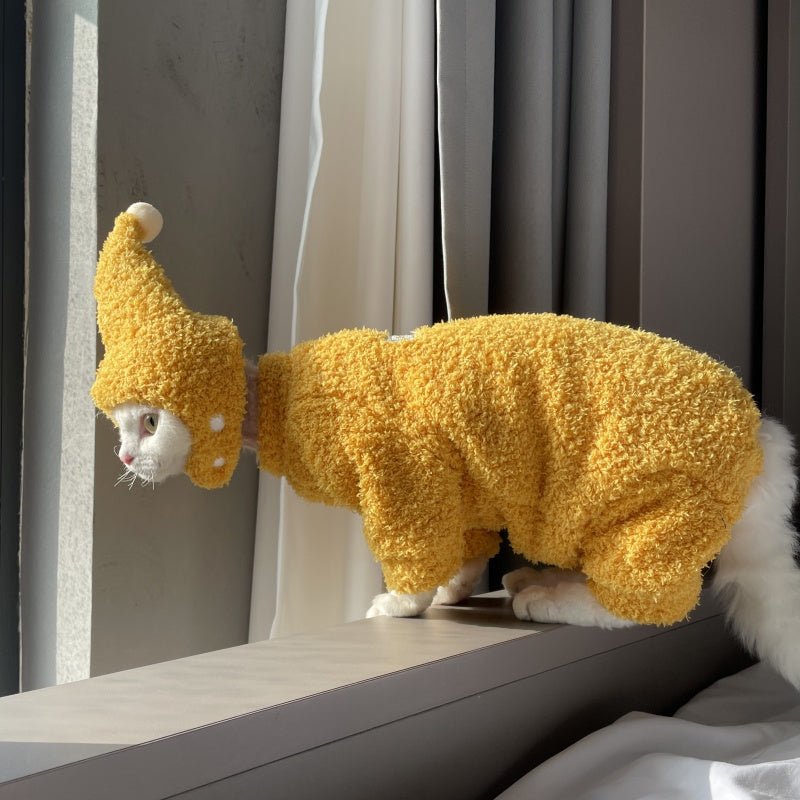 Fluffy Cloud Fleece Four - Leg Sphynx Devon Cat Clothes Soft Stretch Outfit - PIKAPIKA