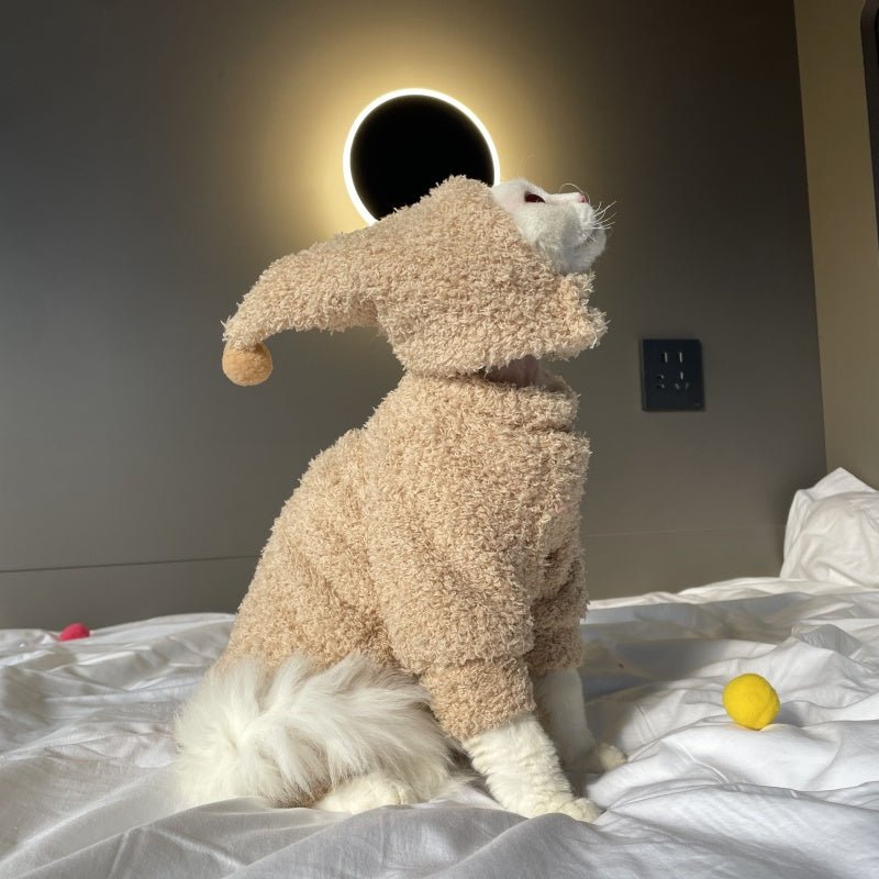 Fluffy Cloud Fleece Four - Leg Sphynx Devon Cat Clothes Soft Stretch Outfit - PIKAPIKA
