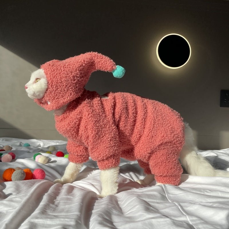 Fluffy Cloud Fleece Four - Leg Sphynx Devon Cat Clothes Soft Stretch Outfit - PIKAPIKA