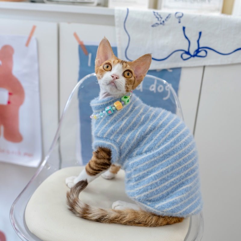 Fluffy Thick Sweater Devon Rex Cat Clothes Sphynx Cat Sweet Base Wear - PIKAPIKA