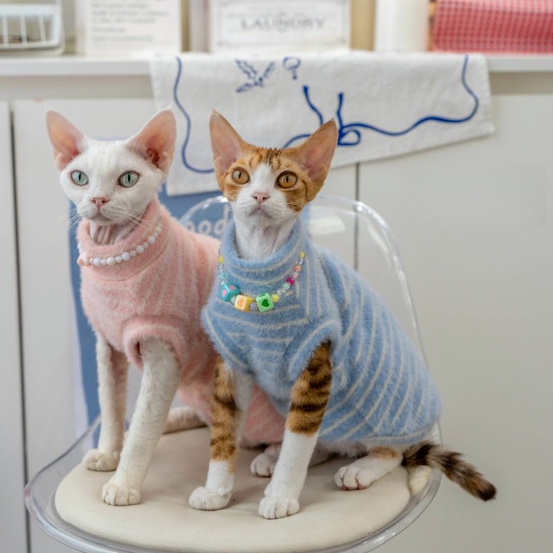 Fluffy Thick Sweater Devon Rex Cat Clothes Sphynx Cat Sweet Base Wear - PIKAPIKA