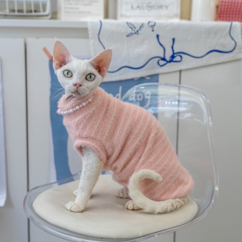 Fluffy Thick Sweater Devon Rex Cat Clothes Sphynx Cat Sweet Base Wear - PIKAPIKA