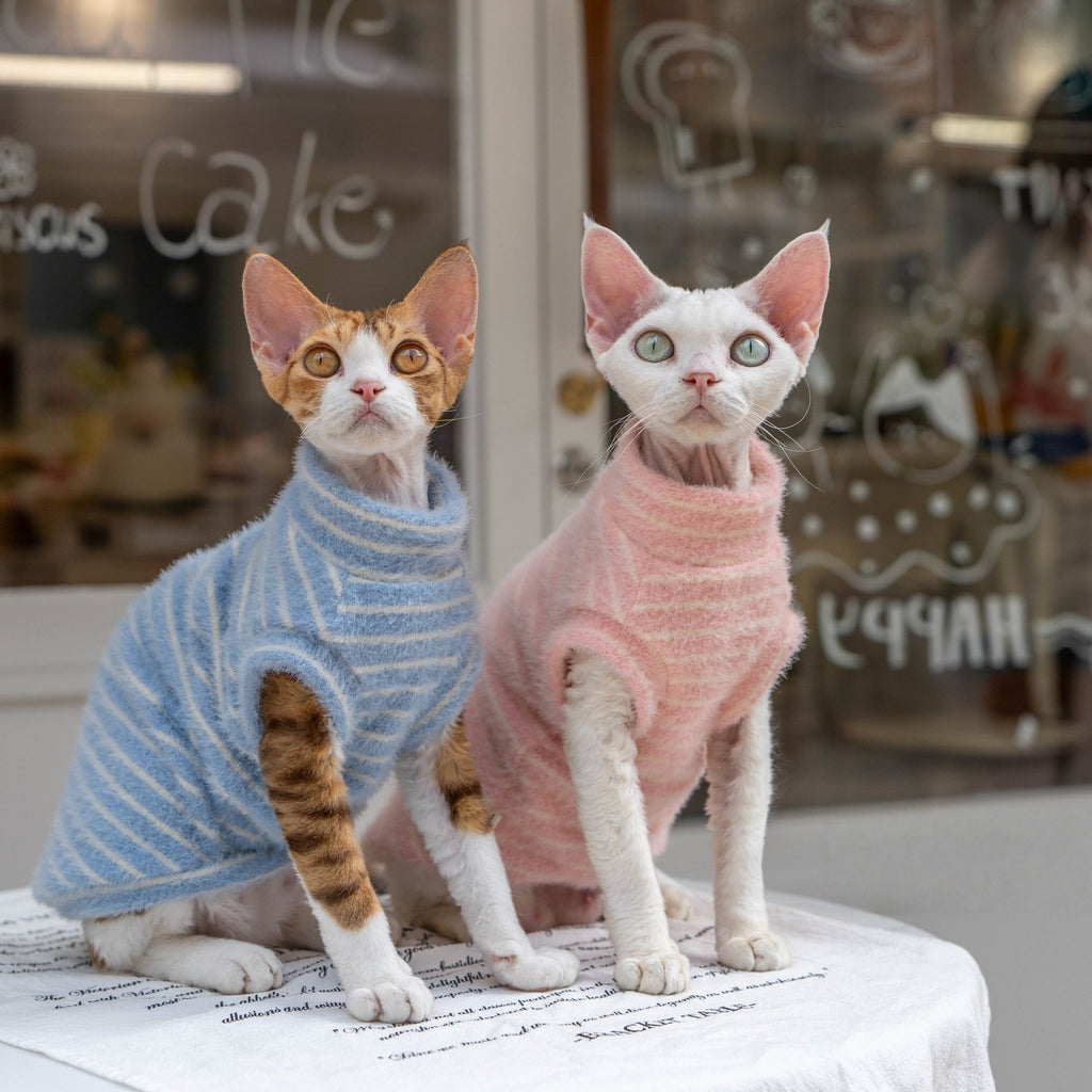 Fluffy Thick Sweater Devon Rex Cat Clothes Sphynx Cat Sweet Base Wear - PIKAPIKA
