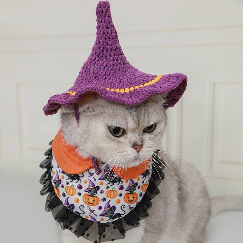 Halloween Costume Funny Knit Cat Hat Bib - PIKAPIKA