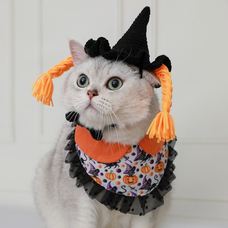 Halloween Costume Funny Knit Cat Hat Bib - PIKAPIKA