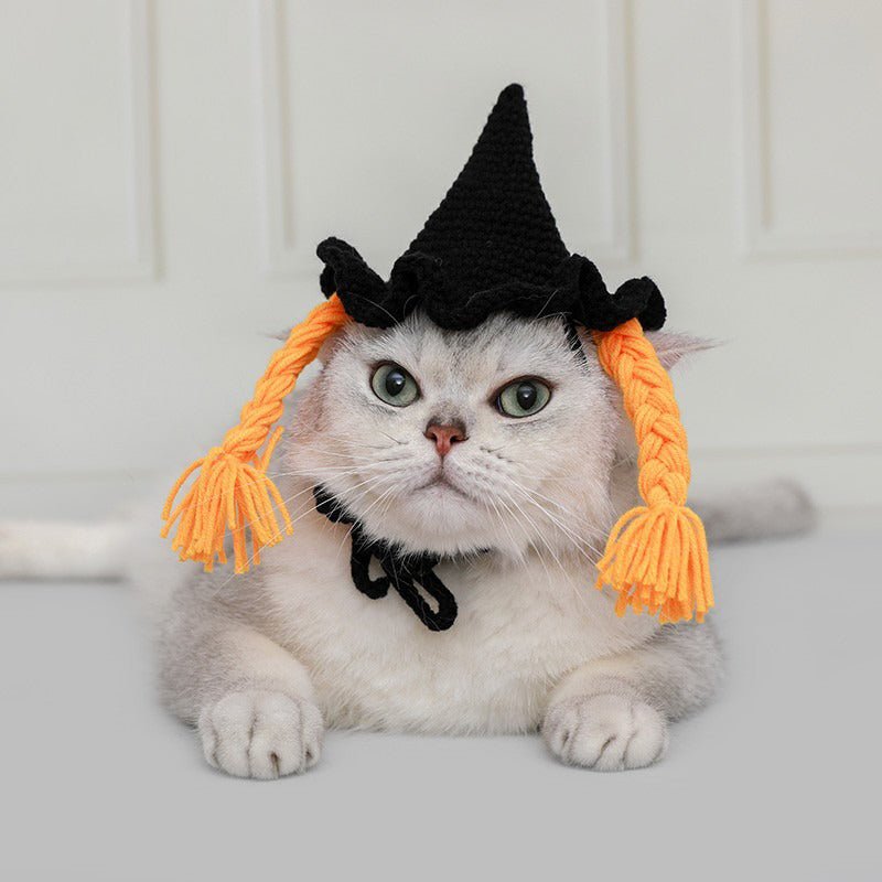 Halloween Costume Funny Knit Cat Hat Bib - PIKAPIKA