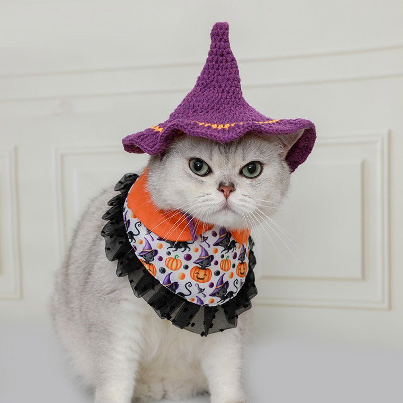 Halloween Costume Funny Knit Cat Hat Bib - PIKAPIKA