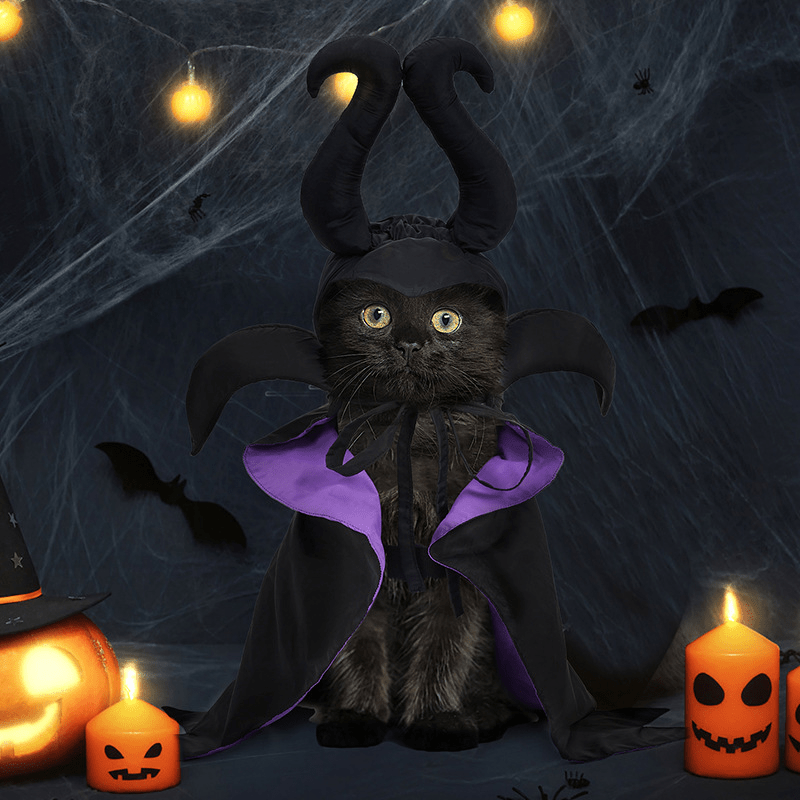 Halloween Maleficent Costume Pet Cloak Cat Funny Dress - Up Outfit - PIKAPIKA