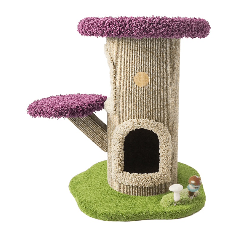 Halloween Mushroom Cat Tree House Plush Climbing Tower Cat Bed - PIKAPIKA