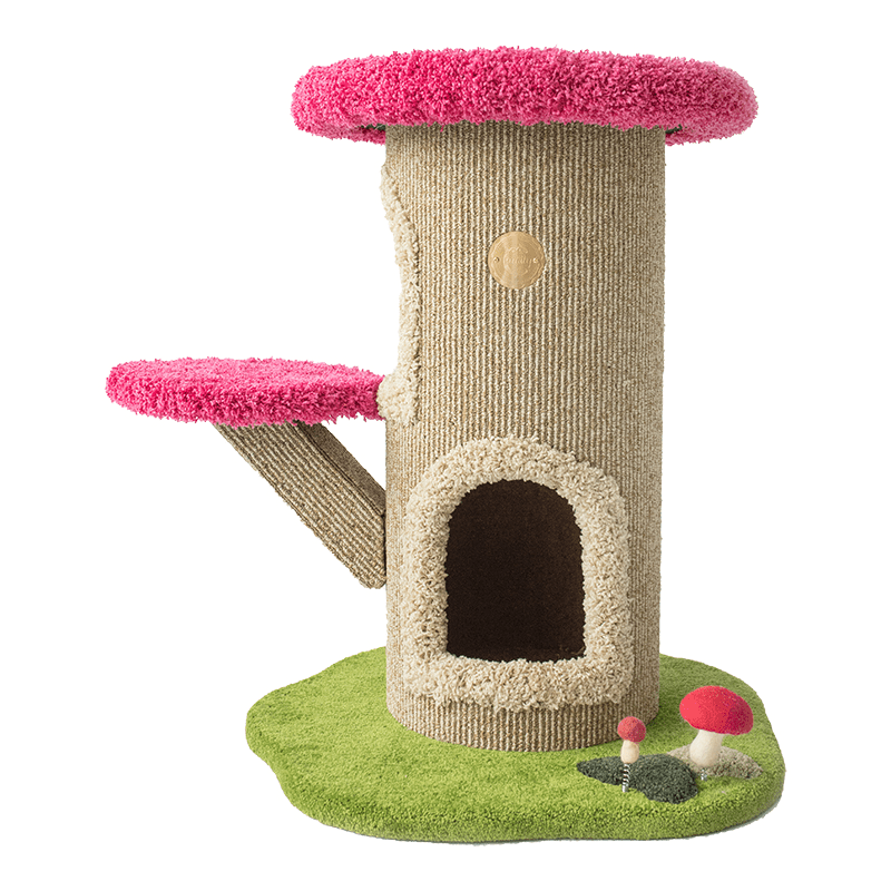 Halloween Mushroom Cat Tree House Plush Climbing Tower Cat Bed - PIKAPIKA