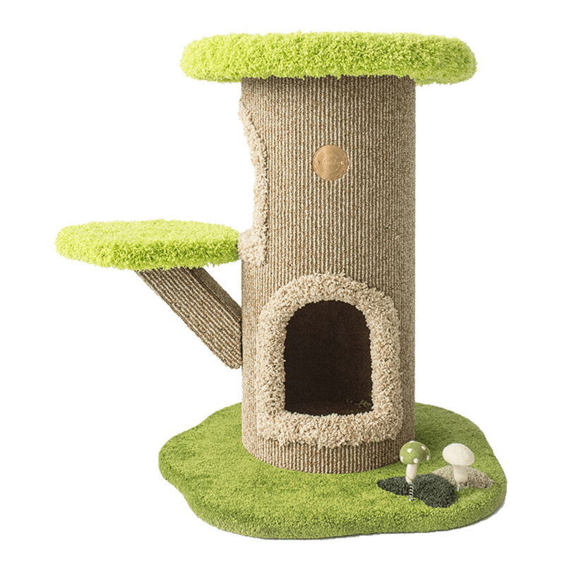 Halloween Mushroom Cat Tree House Plush Climbing Tower Cat Bed - PIKAPIKA