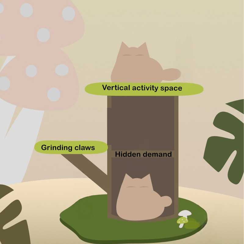 Halloween Mushroom Cat Tree House Plush Climbing Tower Cat Bed - PIKAPIKA