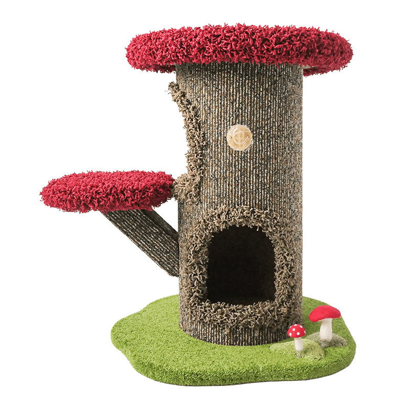 Halloween Mushroom Cat Tree House Plush Climbing Tower Cat Bed - PIKAPIKA