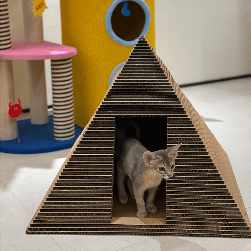 Halloween Pyramid Cat House Scratcher Durable Non - Shedding All - Season Cat Tower - PIKAPIKA