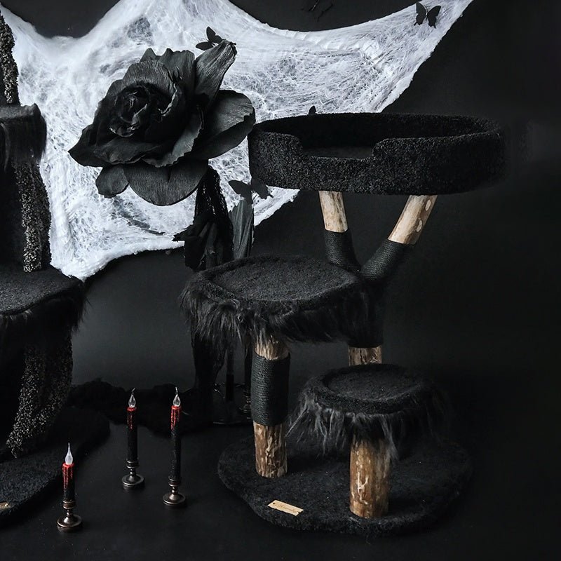 Halloween Tree House Black Cat Bed Plush Climbing Tower - PIKAPIKA