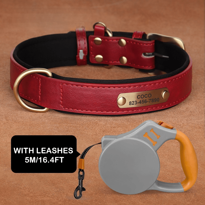 Handmade Engraved Dog Collar Custom Name Tag for Medium Large Dogs - PIKAPIKA