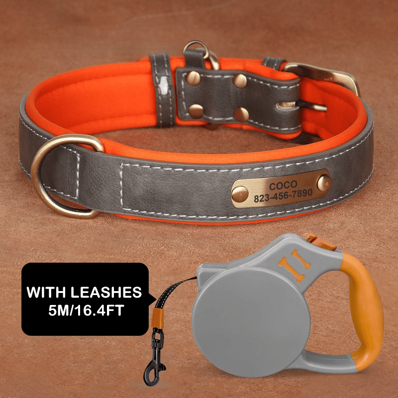 Handmade Engraved Dog Collar Custom Name Tag for Medium Large Dogs - PIKAPIKA