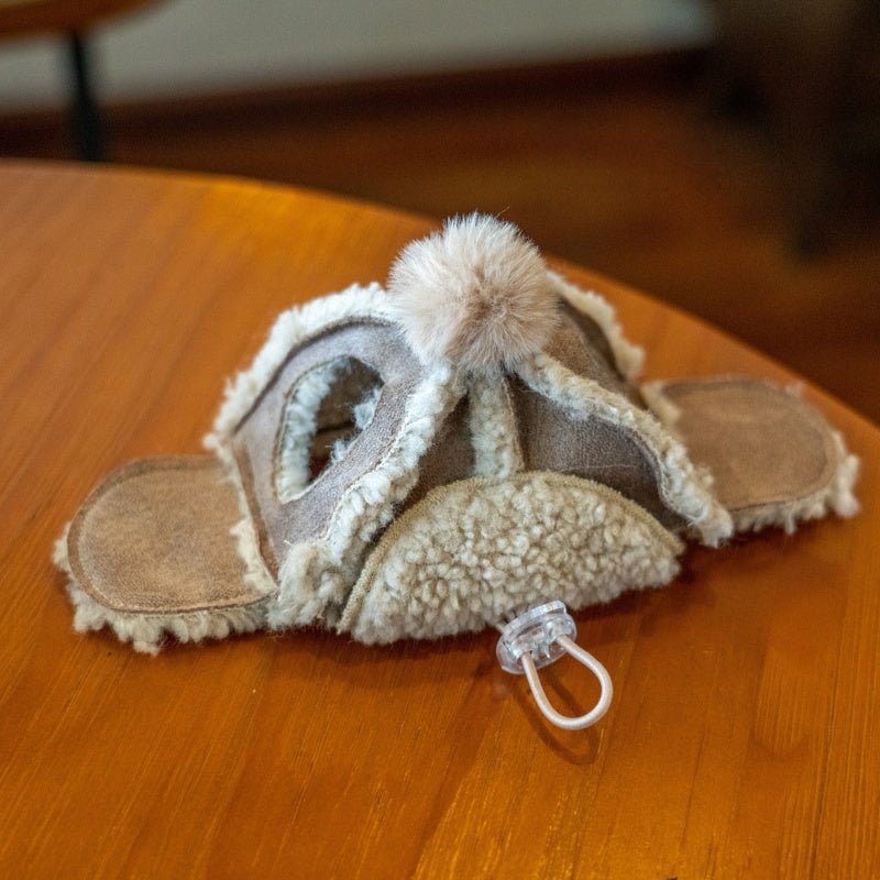 Handmade Fleece Aviator Hat Devon Rex Sphynx Cat Winter Ear Hole Cap - PIKAPIKA