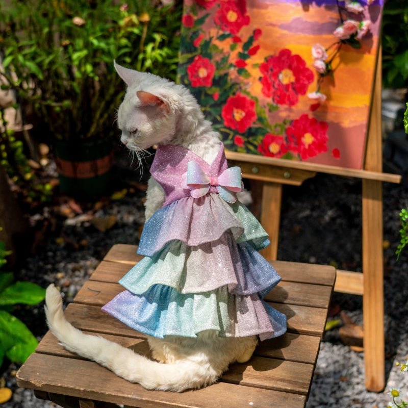 Handmade Shiny Layered Cake Dress Princess Vest Skirt Sphynx Cat Clothes - PIKAPIKA