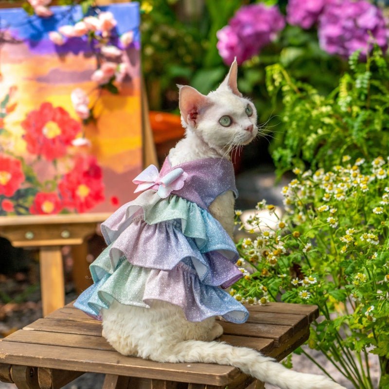 Handmade Shiny Layered Cake Dress Princess Vest Skirt Sphynx Cat Clothes - PIKAPIKA