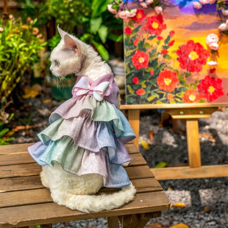 Handmade Shiny Layered Cake Dress Princess Vest Skirt Sphynx Cat Clothes - PIKAPIKA