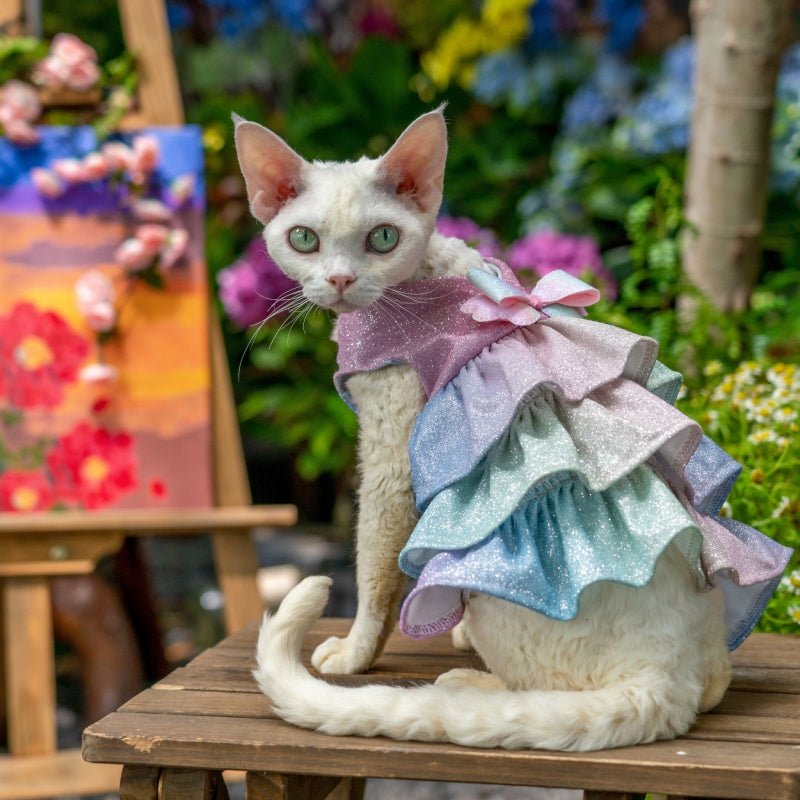 Handmade Shiny Layered Cake Dress Princess Vest Skirt Sphynx Cat Clothes - PIKAPIKA
