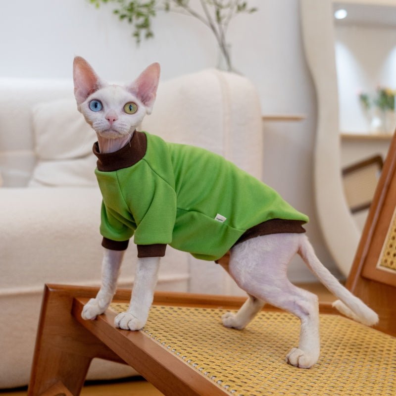 High - Quality Cotton Color Block T-Shirt Summer Base Layer Sphynx Cat Clothes - PIKAPIKA