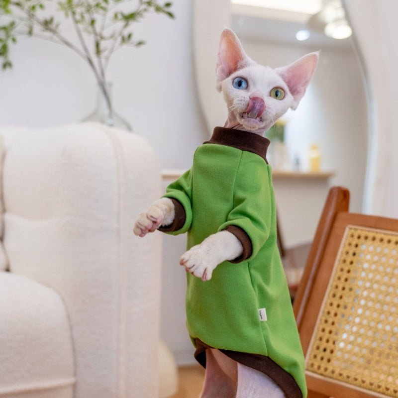 High - Quality Cotton Color Block T-Shirt Summer Base Layer Sphynx Cat Clothes - PIKAPIKA