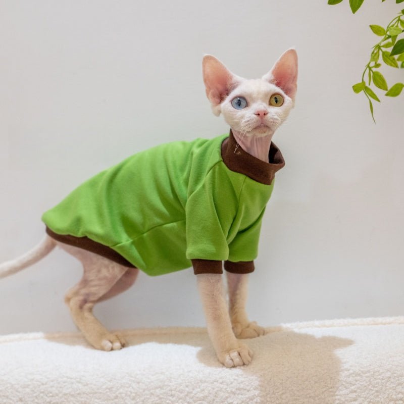 High - Quality Cotton Color Block T-Shirt Summer Base Layer Sphynx Cat Clothes - PIKAPIKA