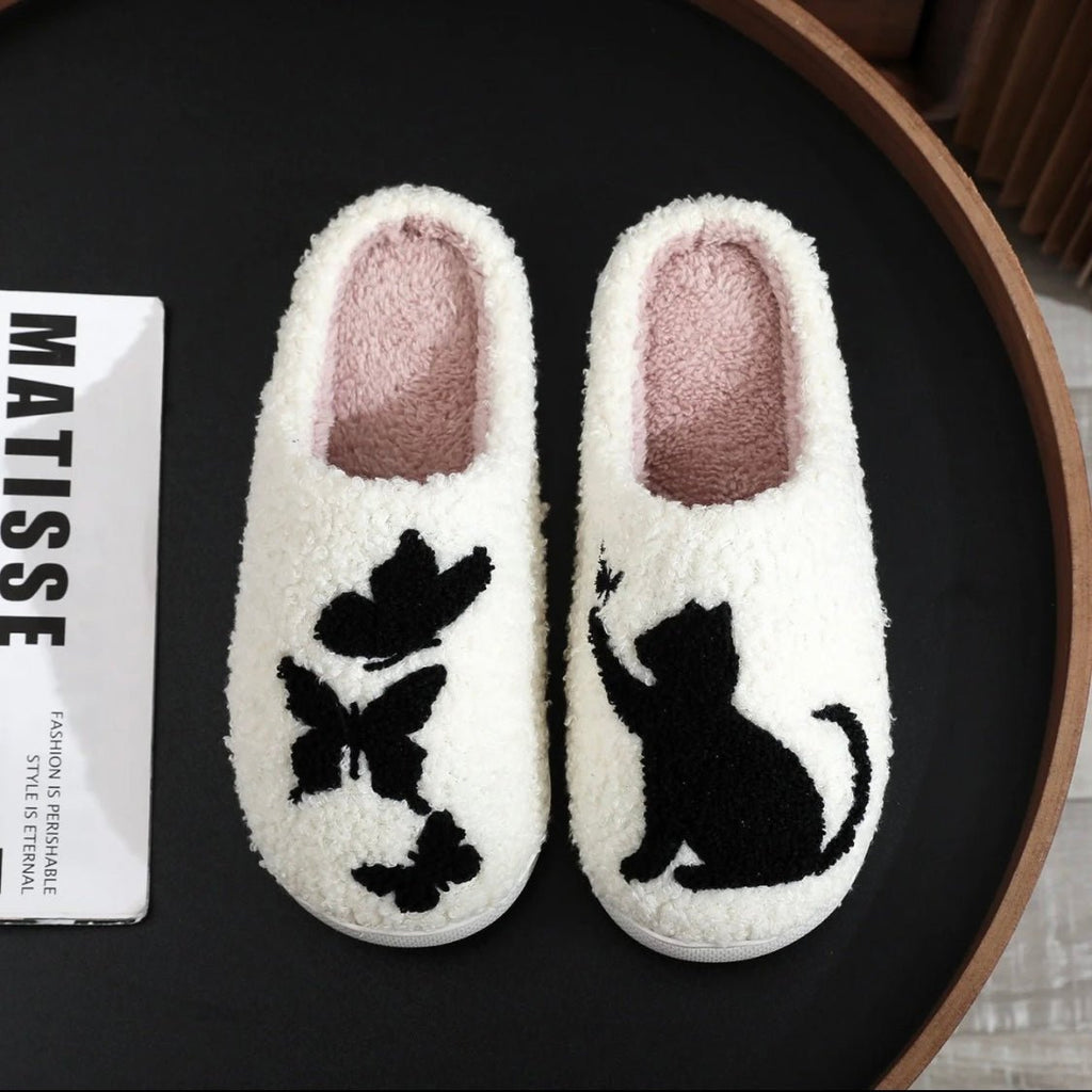 Home Top Women's Fuzzy Curly Fur Loafer Slippers with Polar Fleece Lining - PIKAPIKA