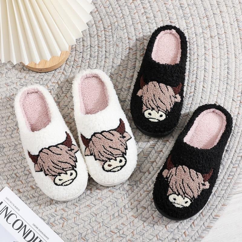 Home Top Women's Fuzzy Curly Fur Loafer Slippers with Polar Fleece Lining - PIKAPIKA