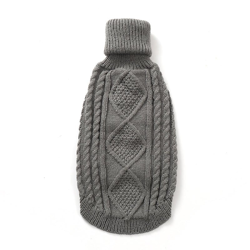 Italian Greyhound Dog Sweater Cable Knit Clothes Vest High Neck Gray - PIKAPIKA