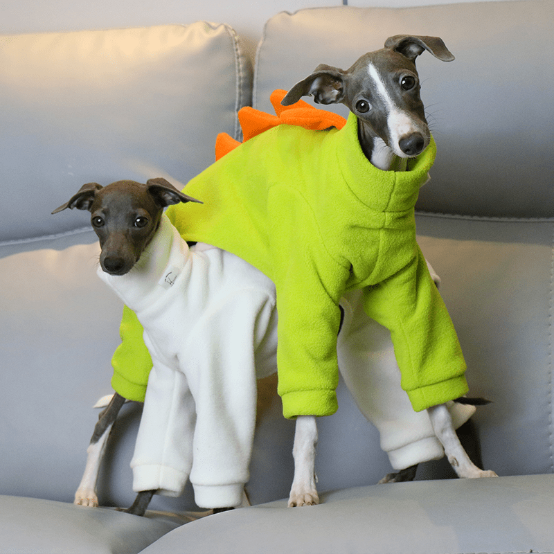 ESCCBOO Italiaanse windhond & Whippet fleece dinosaurus onesie voor honden, gezellige coltrui kostuum outfit (groen, XXL ESCCBOO Italiaanse windhond & Whippet fleece dinosaurus onesie voor honden, gezellige coltrui kostuum outfit (groen, XXL