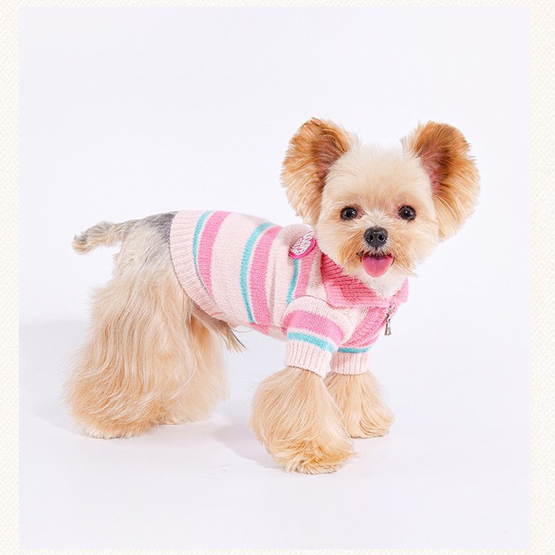 Knitting Half Pullover Zip Sweater Dog Clothes - PIKAPIKA